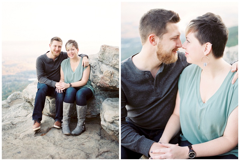 sunset rock engagement photos chattanooga tennessee couple portraits