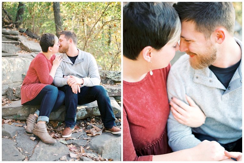 couple engagement session sunset rock chattanooga tennessee views