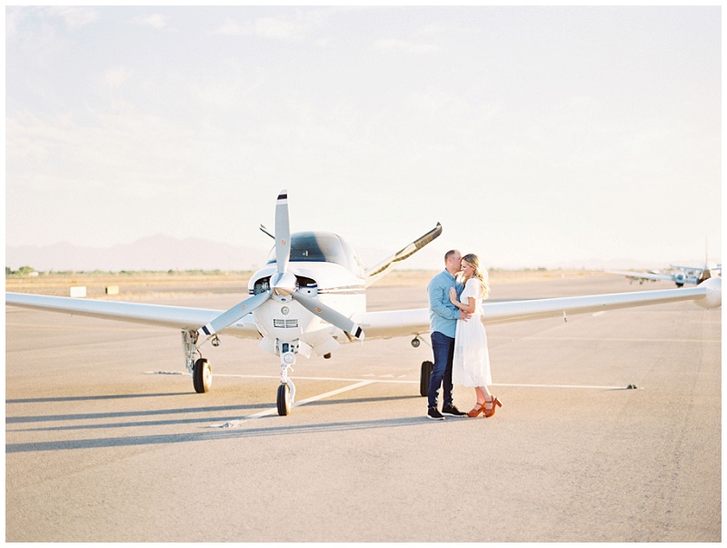 arizona desert engagement session airplane romantic couple portraits