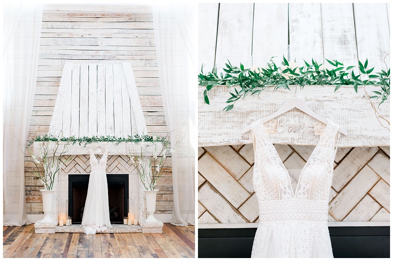 Ramble Creek wedding dress hanging Athens TN barn venue