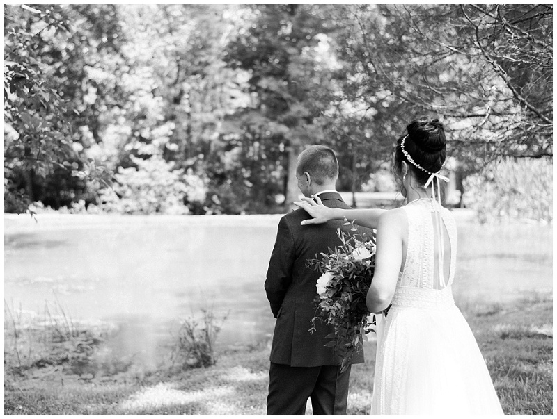 bride and groom first look hugging portraits Ramble Creek Athens TN