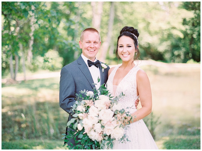 newlywed sunset portraits smiling at camera Athens Tennessee wedding