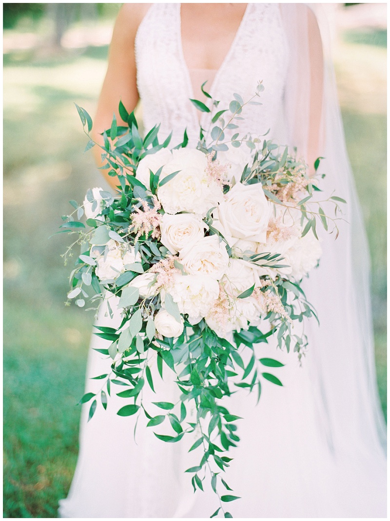 romantic bride blush wedding bouquet portrait