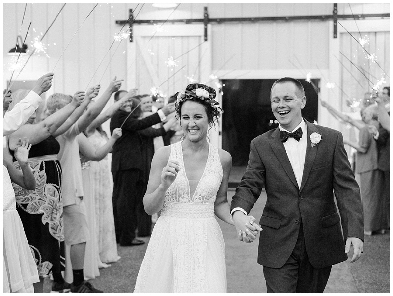 Ramble Creek reception barn wedding Athens TN decor sparkler exit