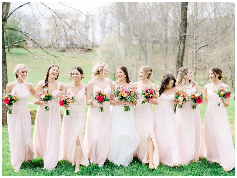 fun bridal party portraits barn wedding