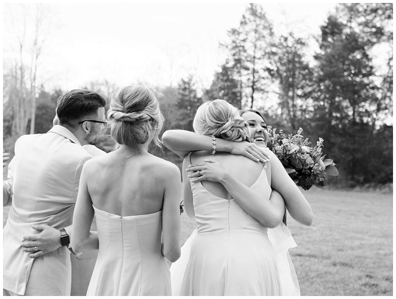 bride ceremony joyful reactions with bridal party