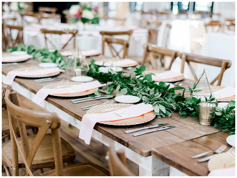 wedding reception table setup barn venue