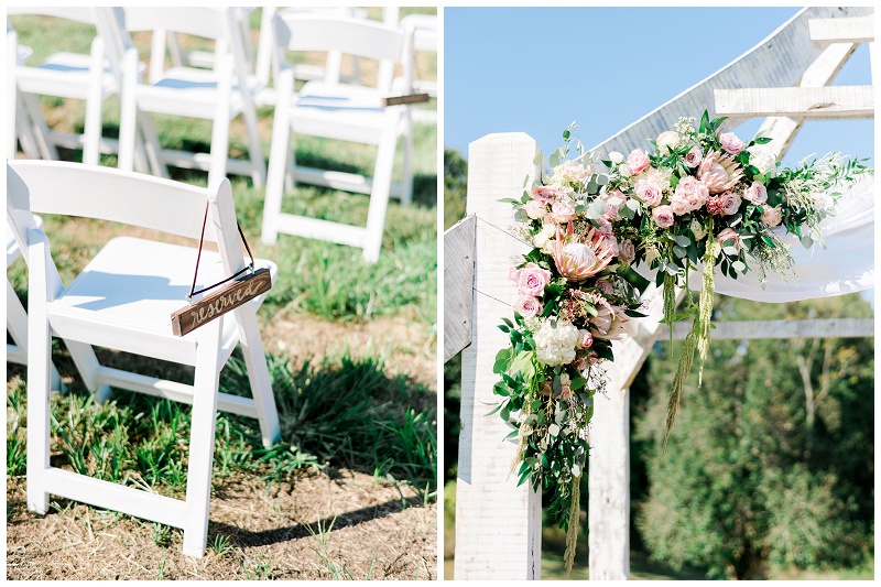 Ramble Creek ceremony decor Athens TN barn wedding