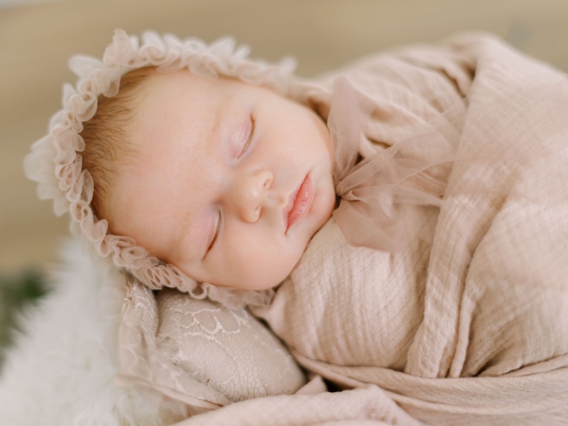 East TN baby photography newborn swaddled in basket