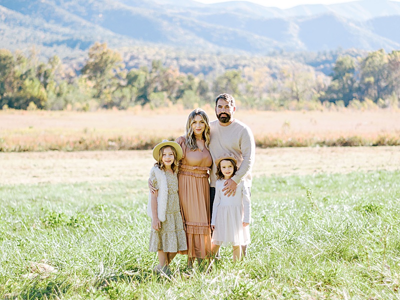 Family photos in the Great Smoky Mountains during fall foliage