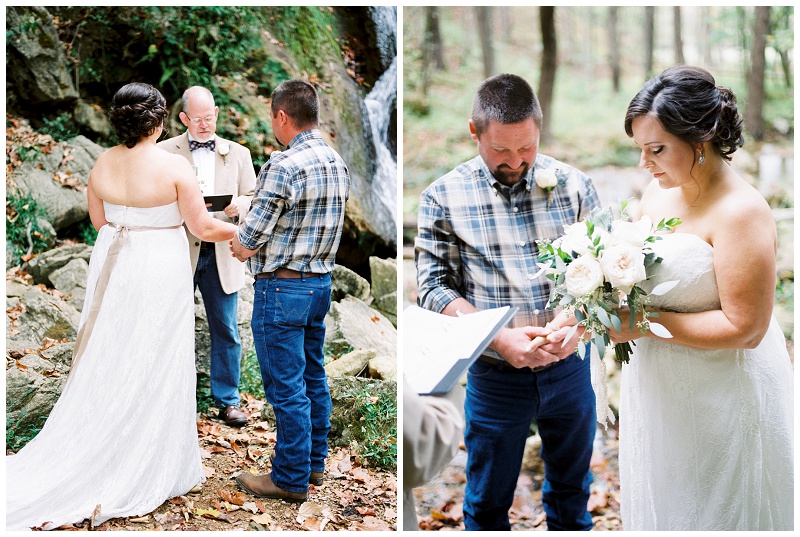 Kingsport TN elopement photographer outdoor waterfall wedding