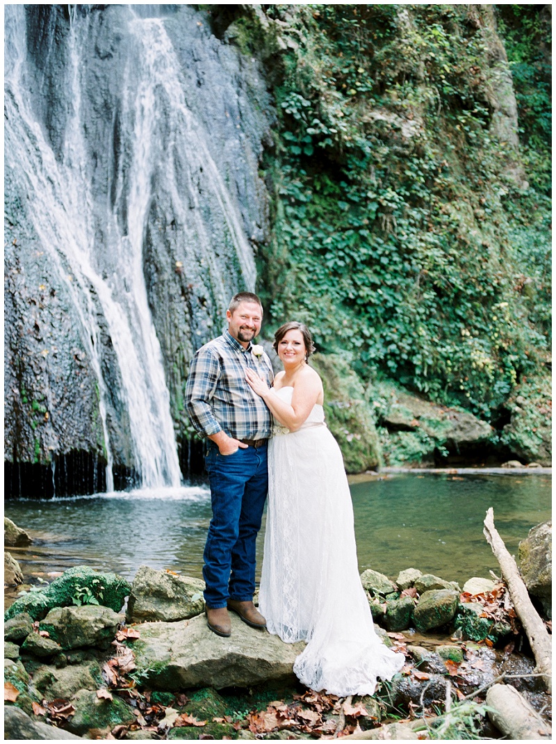 Asheville NC waterfall elopement photographer couple