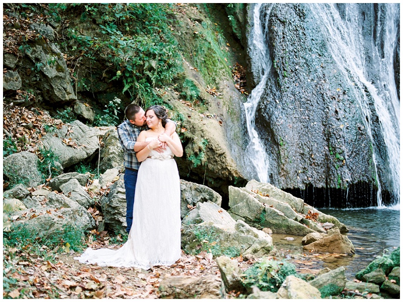 intimate waterfall wedding East Tennessee couple