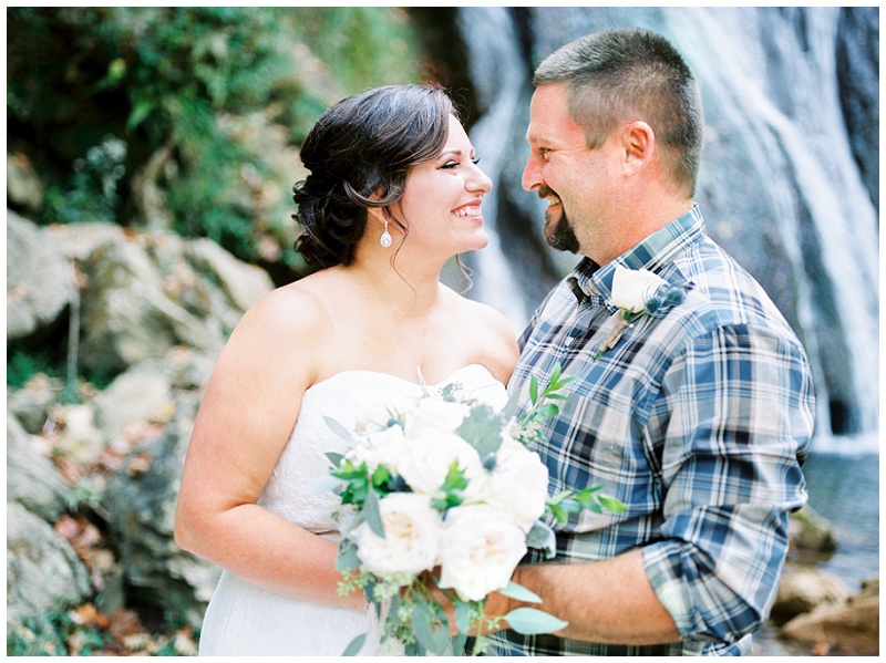 outdoor elopement waterfall ceremony East TN