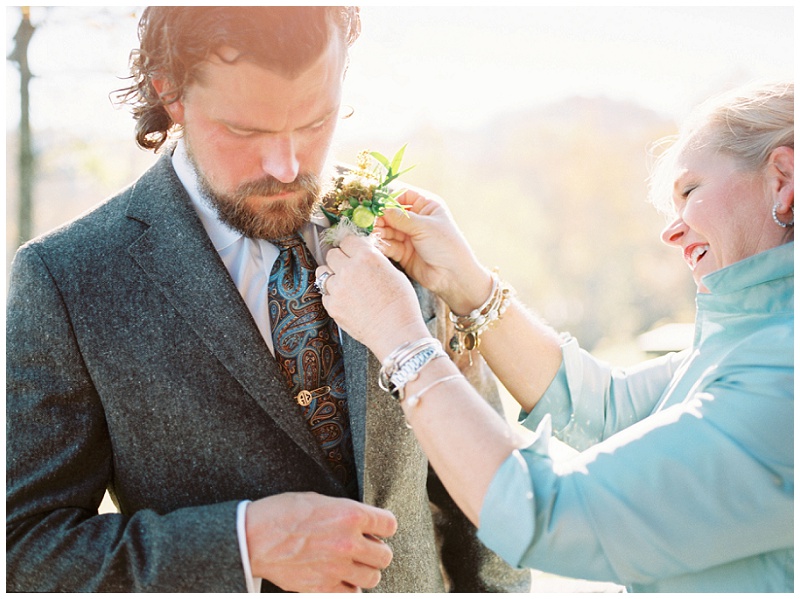 groom and mother getting ready moments backyard wedding TN