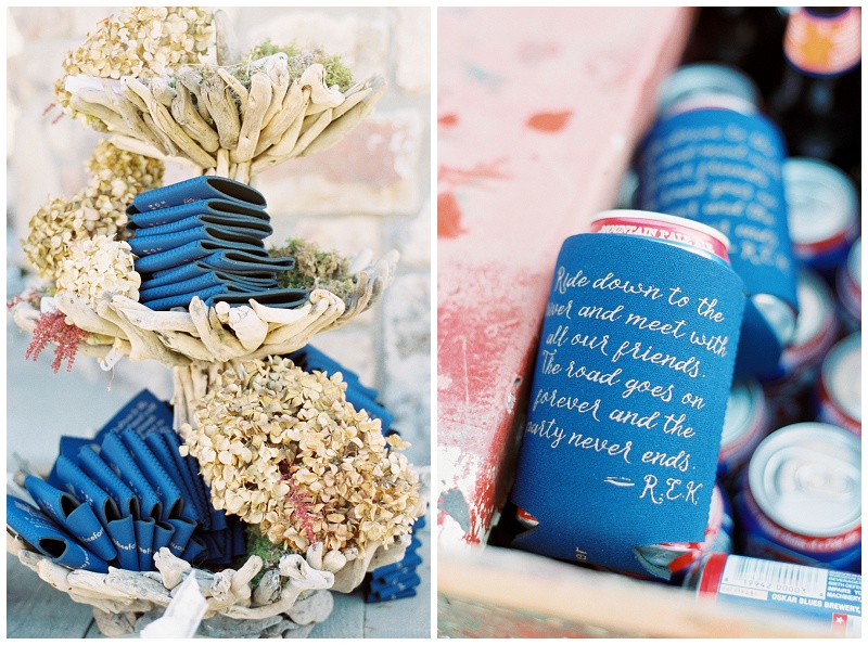 Bristol TN river wedding drink setup backyard setting