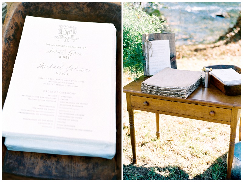East TN outdoor wedding ceremony by river