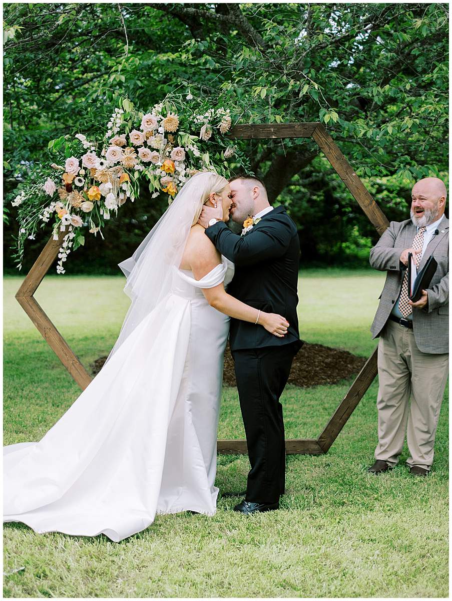bride and groom ceremony at family home East TN