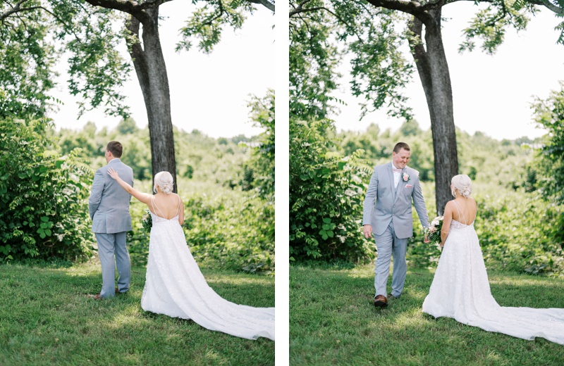 bride and groom first look homeplace johnston farms wedding greeneville tn