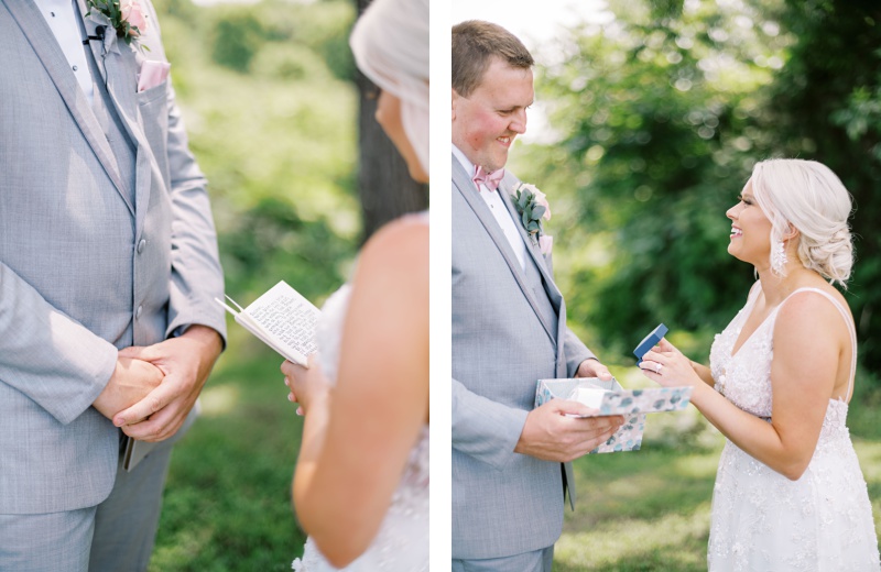 Newlyweds in open field at Greeneville TN wedding venue