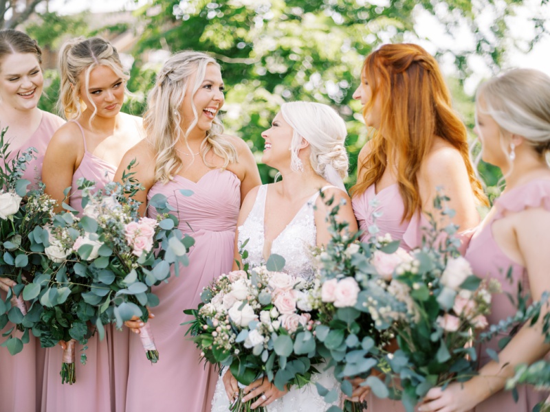 Bridal party portraits in East Tennessee countryside