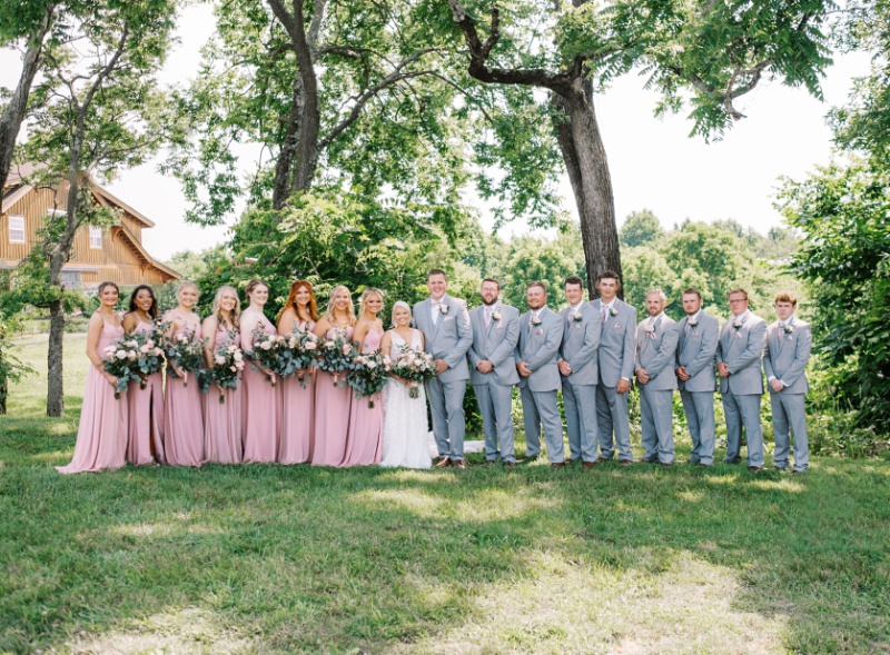 Wedding party photos at Greeneville TN barn venue