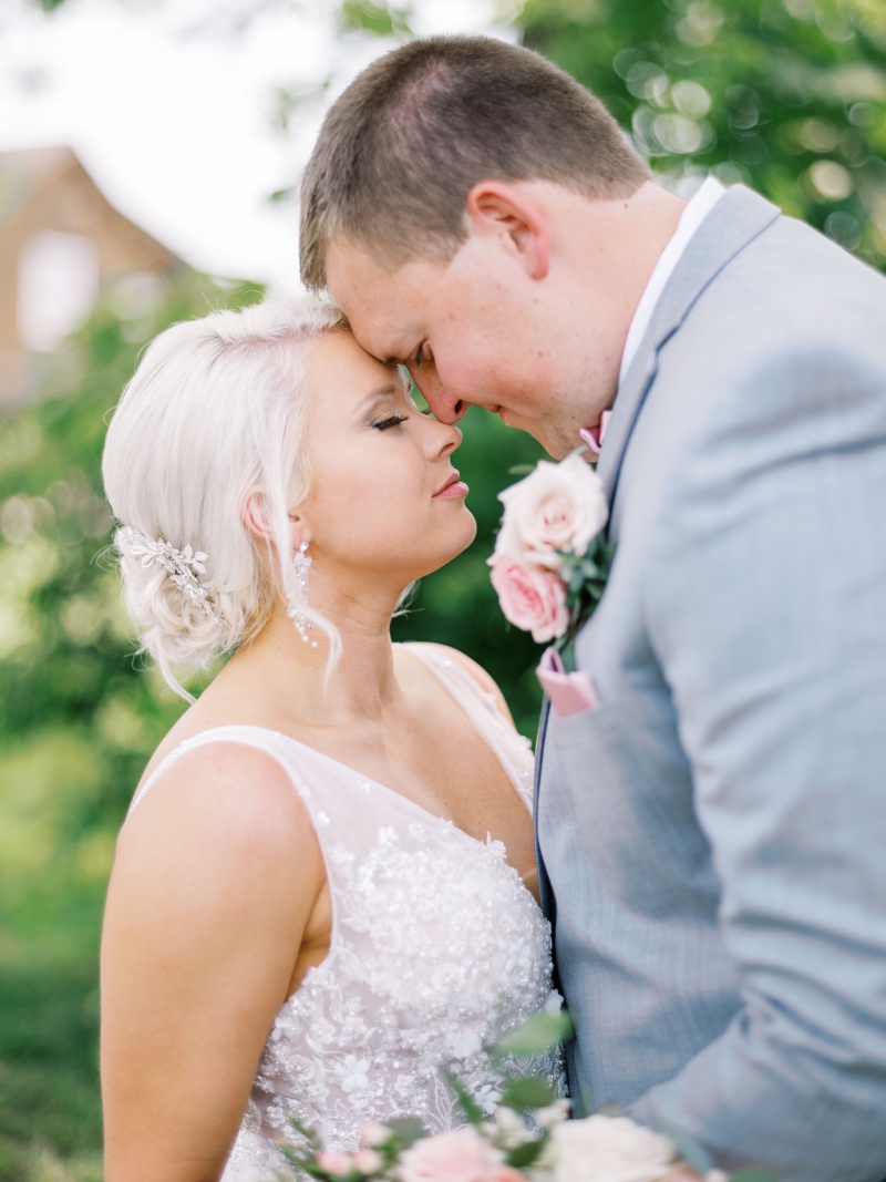 Romantic newlywed portraits at barn wedding Tennessee