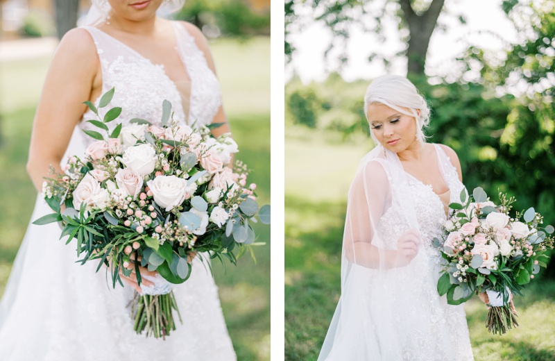 Bride in wedding dress at rustic barn venue Tennessee