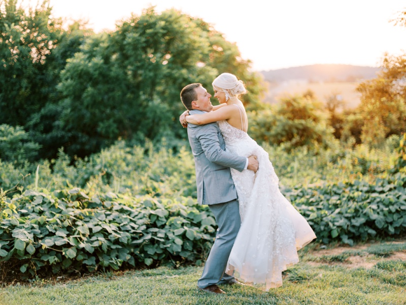 Romantic newlywed portraits at barn wedding Tennessee