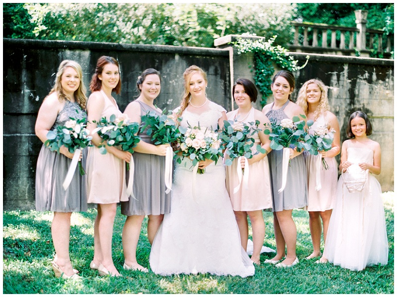 Bridesmaids and groomsmen at Knoxville TN wedding venue