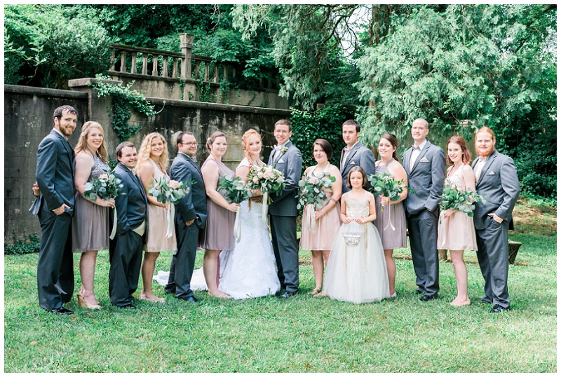 Bridal party posing at historic Knoxville home