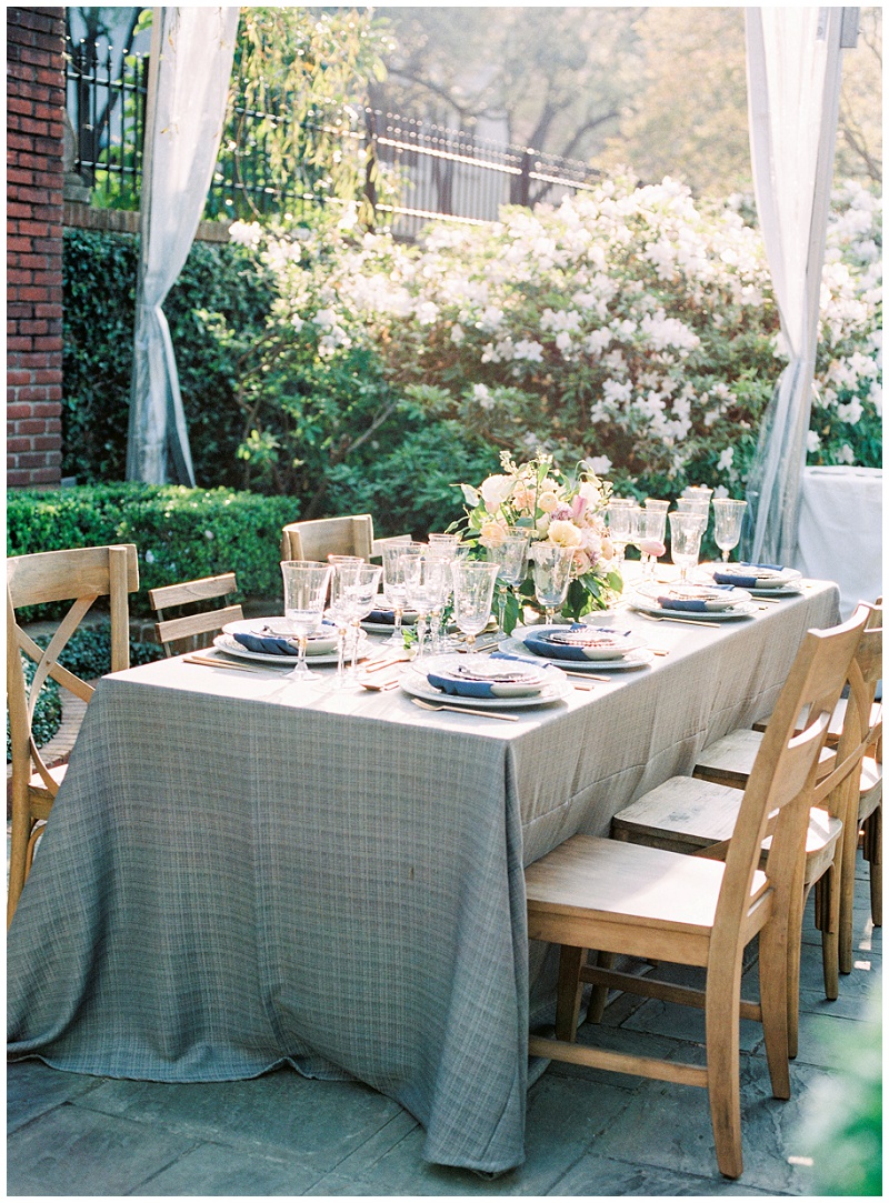 Elegant table decor styling at Houston TX garden wedding venue