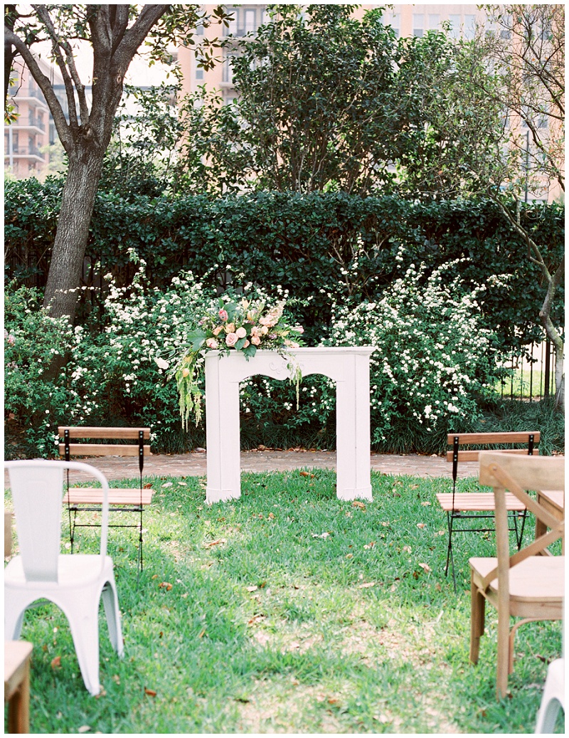 Romantic garden ceremony arch Houston wedding venue