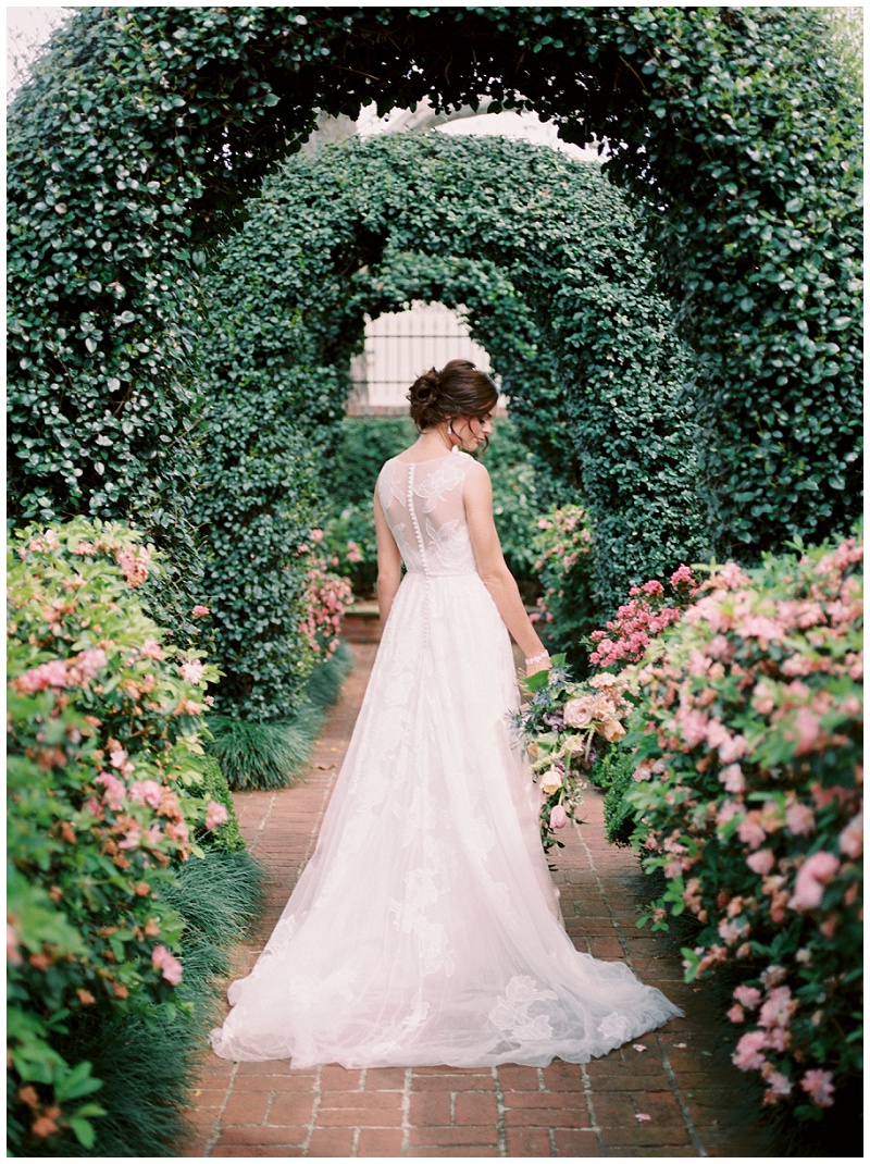Elegant invitation suite styled at Houston garden wedding venue
