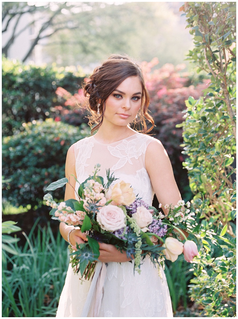Soft bridal portrait at Houston TX garden venue