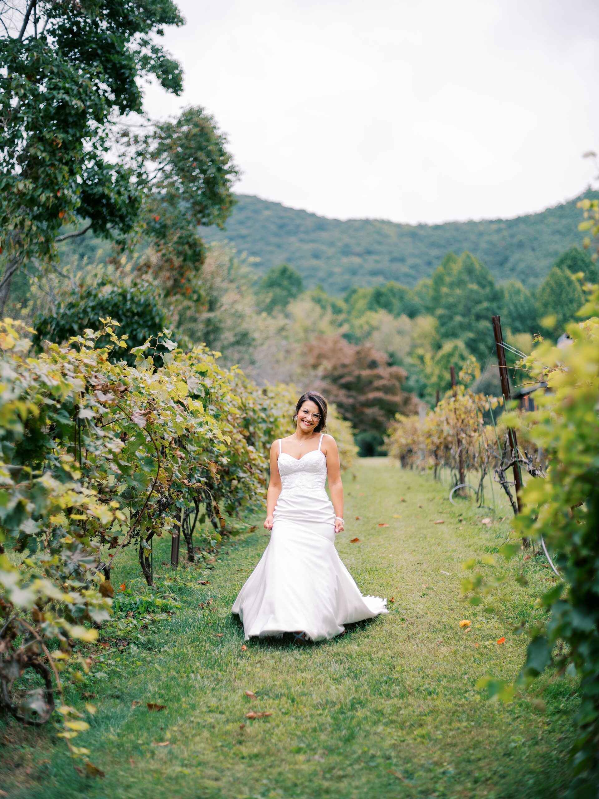 Bridal portrait in Blue Ridge Mountains vineyard wedding venue