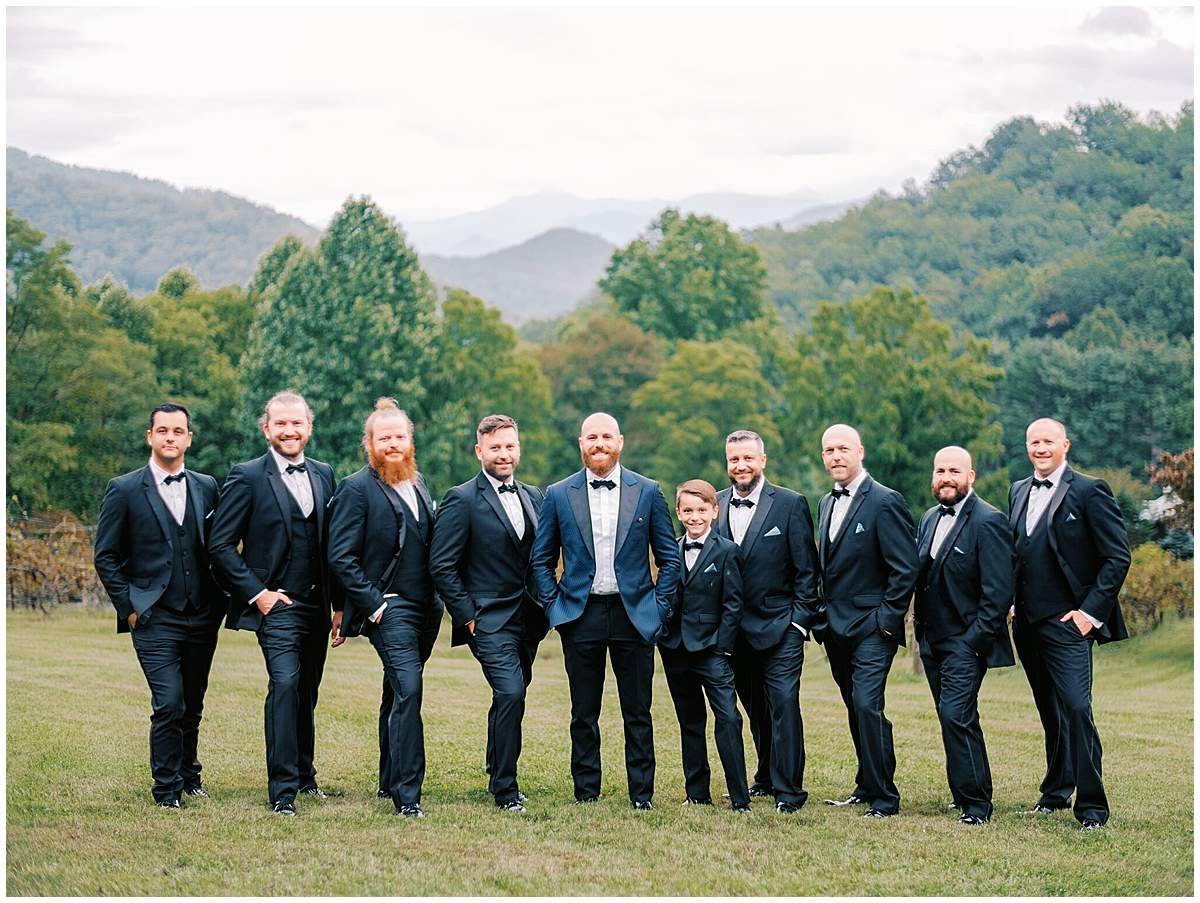 groomsmen portraits Blue Ridge Mountains wedding