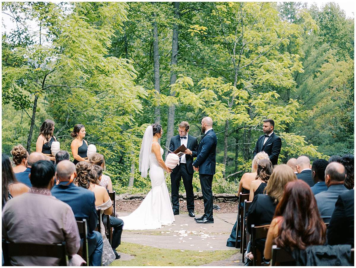 Couple exchanging vows The Vineyards at Betty’s Creek