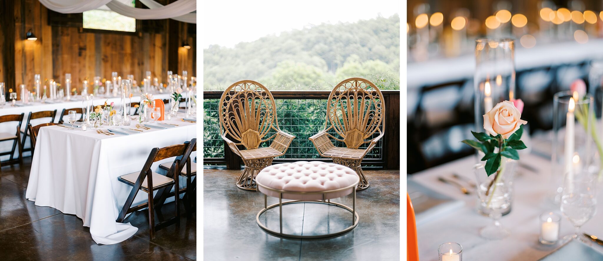 Romantic reception lighting NC vineyard venue