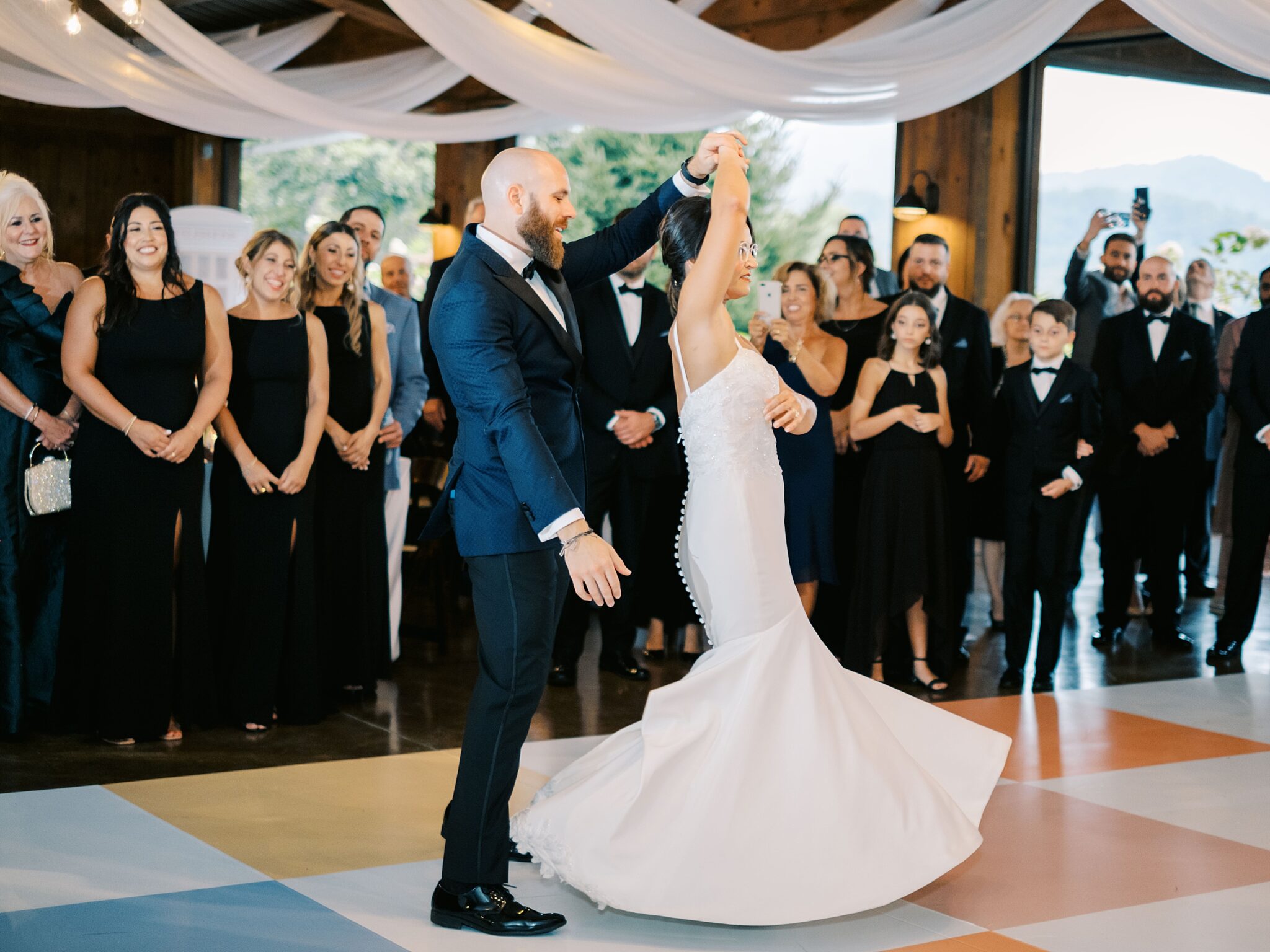 Reception dance floor Sylva NC mountain wedding