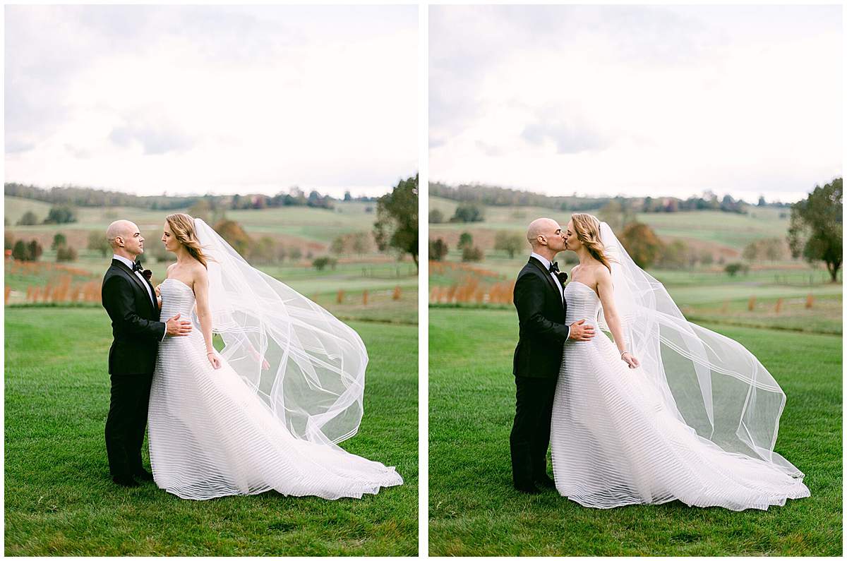 Newlyweds at The Olde Farm wedding in Virginia countryside
