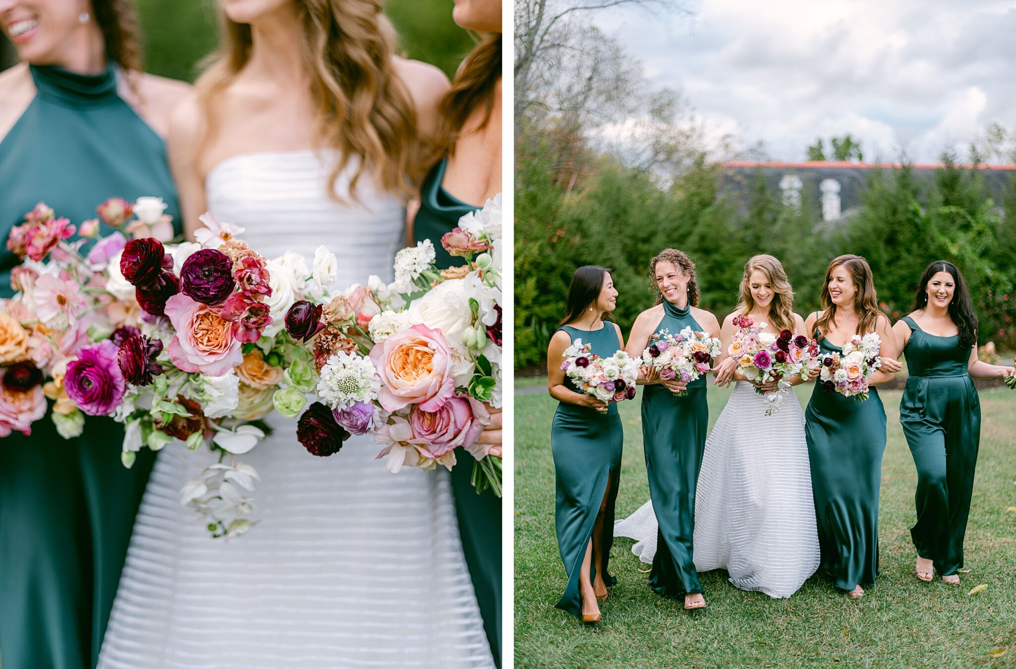 Bridesmaids holding bouquets at The Olde Farm wedding
