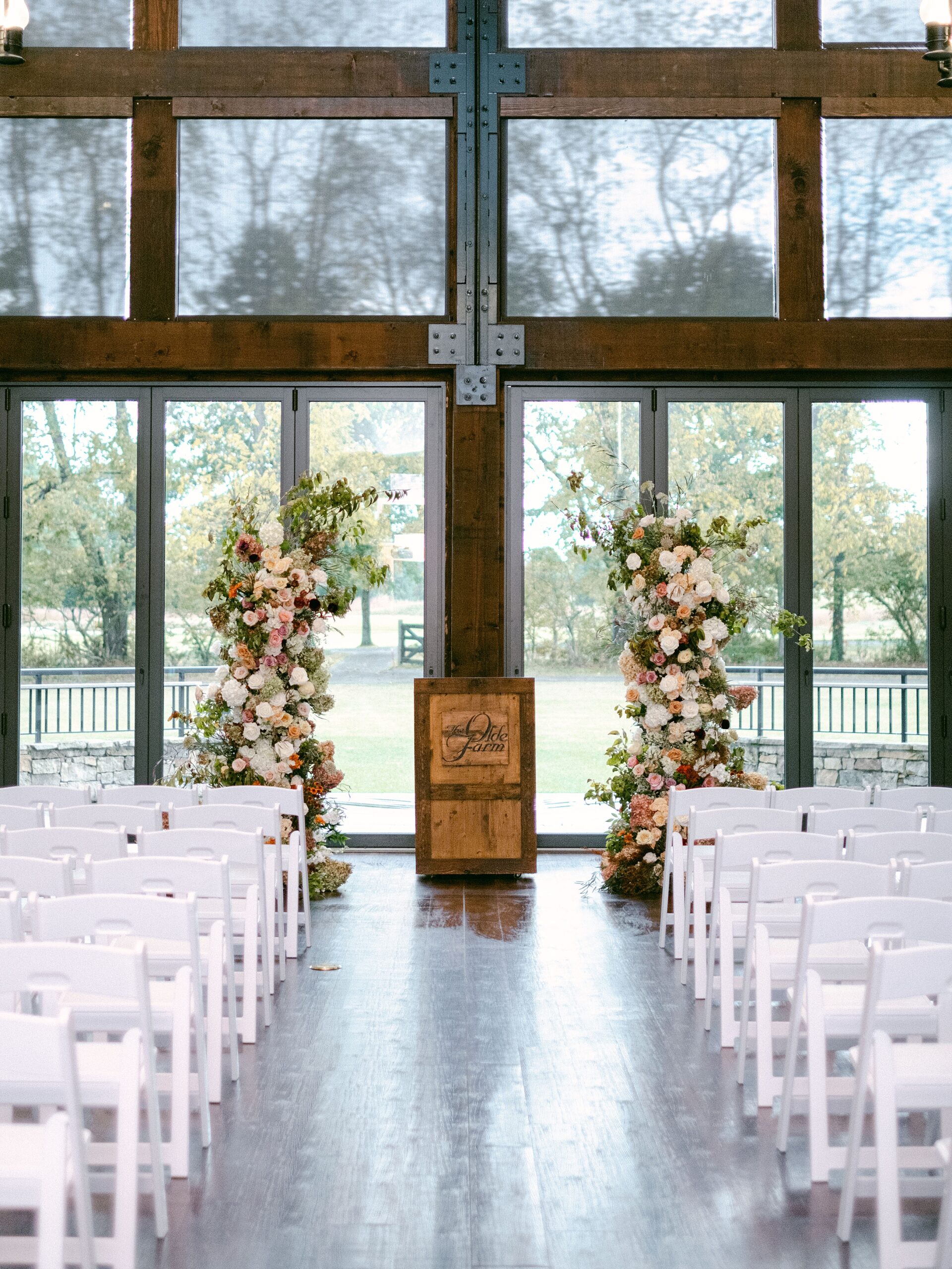 ceremony setup at The Olde Farm wedding venue