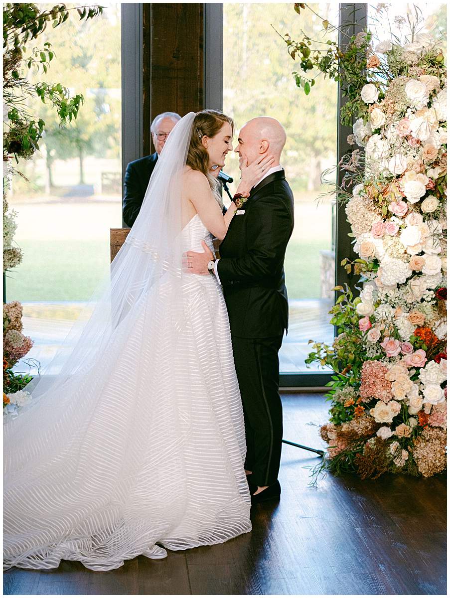 Romantic ceremony moment at The Olde Farm wedding