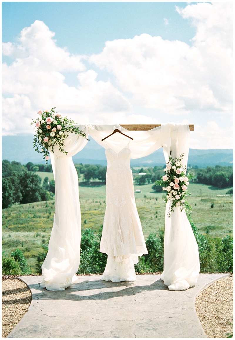 The Homeplace at Johnston Farm wedding dress and detail styling