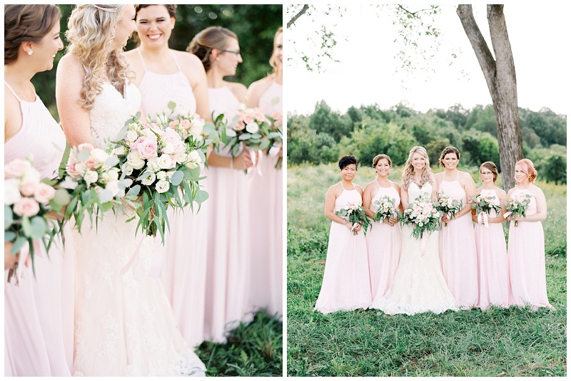 Bride standing in field at The Homeplace at Johnston Farm wedding
