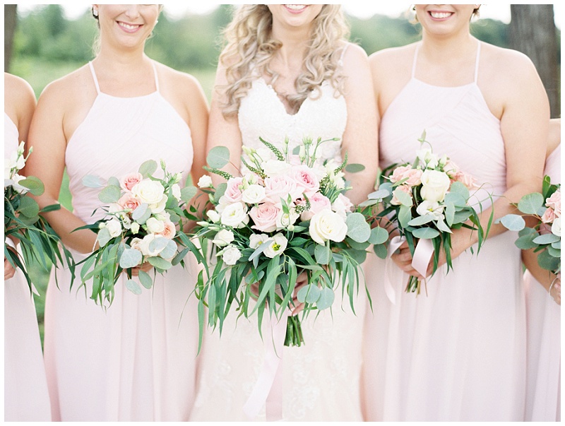 Bridesmaids posing at The Homeplace at Johnston Farm wedding