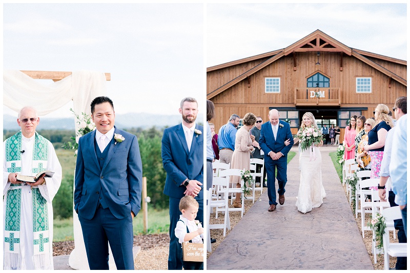 Bride walking down aisle at The Homeplace at Johnston Farm wedding