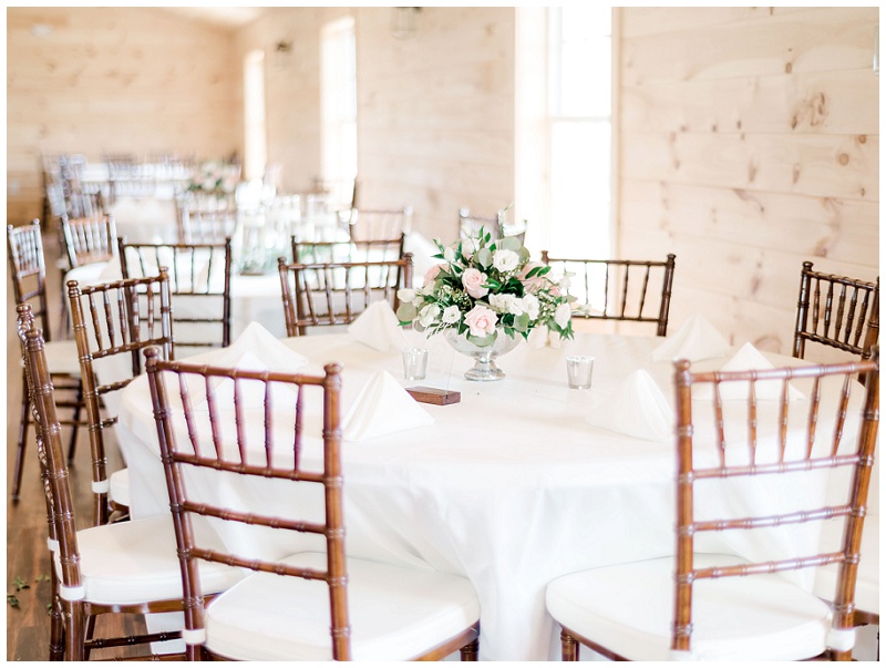 Reception table styling at The Homeplace at Johnston Farm wedding