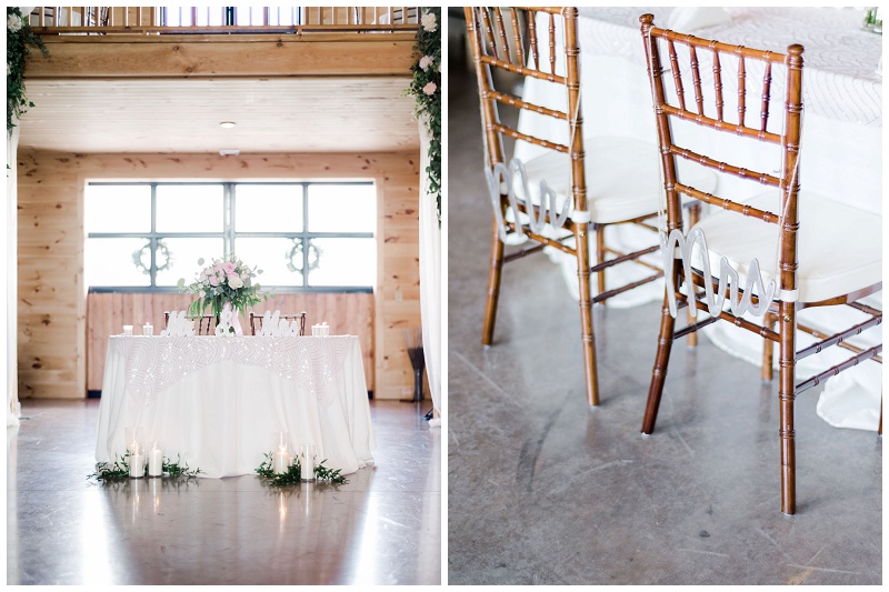 Reception space at The Homeplace at Johnston Farm wedding with elegant decor
